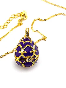 Faberge Ei Stil Schmuck Lila Amethyst Russisches Ei Schmuck Swarovski SET Geschenk - Bild 1 von 13