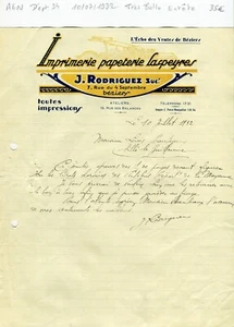 Dépt 34 - Béziers 7 Rue du 4 Septembre - Belle Entête Imprimerie Papeterie 1932 - Picture 1 of 1