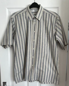 Vintage St Michael M&S Men’s Short Sleeve Cotton Stripe Shirt 42cm / 16.5" - Picture 1 of 5