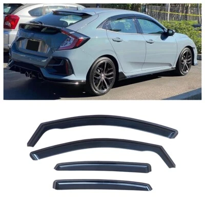For 2016-2021 Honda Civic 5dr Hatchback Smoke Trim Window Visor Rain Guards - Image 1 of 4