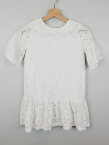 Country Road Girls White Short Sleeve Embroidered Broderie Dress Size 8 - Picture 1 of 8