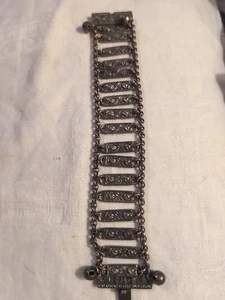 Vintage Napier Silver Plate Filigree Link Bracelet Wide Panel 1950s Mid-Century - Picture 1 of 8