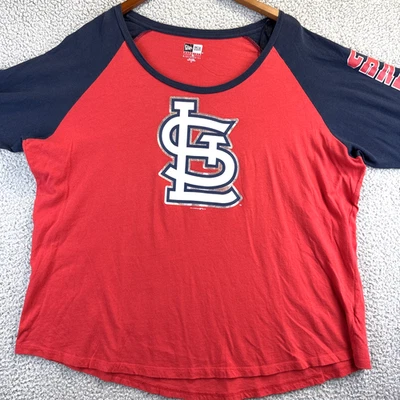 New Era Women's St. Louis Cardinals Baseball Red Tee T-Shirt 3/4 sleeve 2X - Image 1 of 4