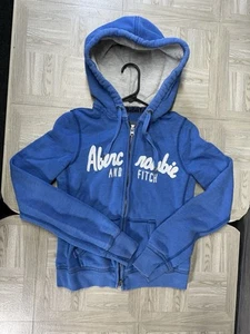 Vintage Abercrombie Fitch Zip Hoodie Women Medium Fleece logo - Picture 1 of 12