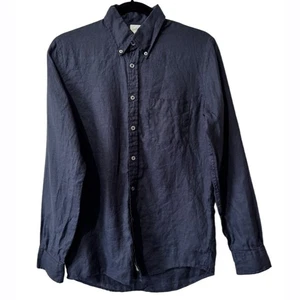 Brooks Brothers Mens Milano Fit Blue Linen Long Sleeve Button Front Shirt Small - Picture 1 of 4