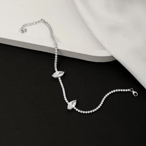 5Ct FG VS Lab Grown Diamond Marquise Round Tennis Bracelet 14k White Gold Plated - Picture 1 of 11