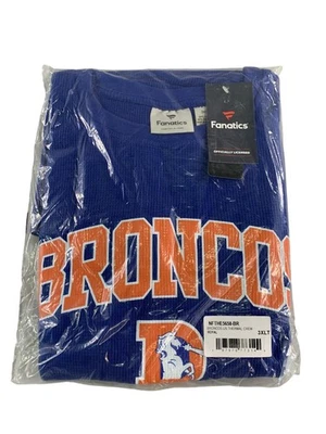 FANATICS Denver Broncos Shirt Mens 3XLT Royal Blue NFL Football Long Sleeve Thermal Crew