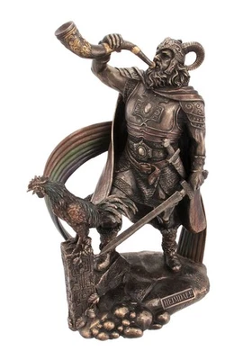 9 1 2 pulgadas Dios nórdico Heimdall acabado bronceado estatua pagana Foto 1 de 4