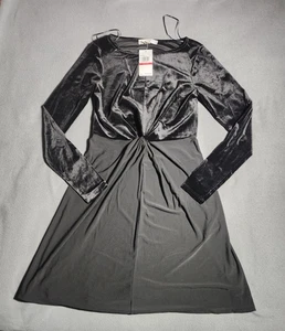 Vestido Michael Kors Mujer Talla XS Negro Terciopelo Manga Larga Cóctel Fiesta Nuevo con Etiquetas - Imagen 1 de 21