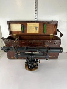 Warren Knight Antik Gurley Transit Wasserwaage Vermessungswerkzeug Original Holzkoffer - Bild 1 von 24