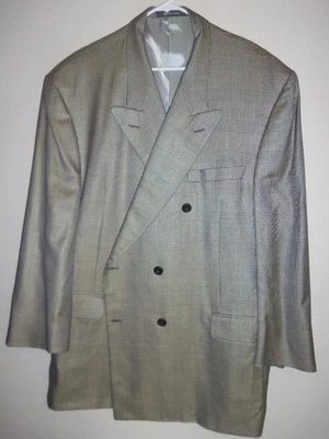 BA295- STUNNING MINT Hickey Freeman SILK & WOOL PLAID Canvassed BLAZER- 50R - Image 1 of 4