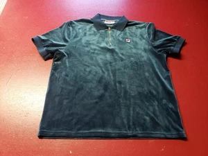 Fila Emerald Green XXL 1/4 Zip Velour Polo Shirt - Picture 1 of 6