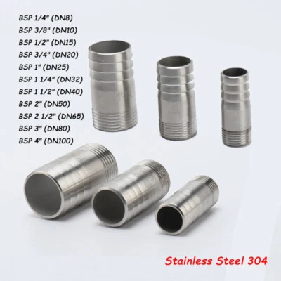 Edelstahl Schlauchanschluss Schlauchverbinder Stachelverbinder 1/4" - 4" BSP Außengewinde - Bild 1 von 4