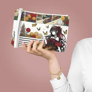 Decorative Clutch Bag Saffiano Finish, Vegan Leather Wristlet, Daily Organizer - Picture 1 of 6