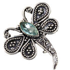Swiss Blue Quartz Gemstone 925 Silver Jewelry Pins & Brooches 1.5''