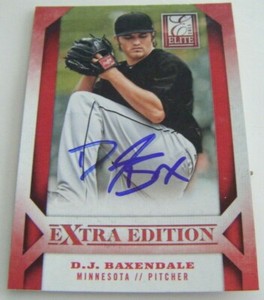 D.J. BAXENDALE signed TWINS 2013 Panini Elite baseball card AUTO Autographed DJ