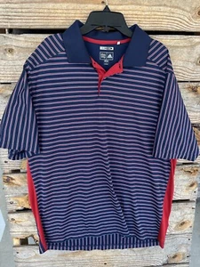 Adidas Mens Climacool Golf Polo Shirt Mens L - Red Blue Striped - Picture 1 of 5