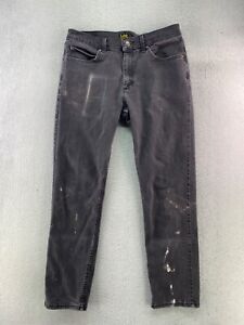 Lee Mens 33x30* Shrunken Black Distressed Paint Stain Straight Jeans