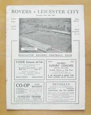 DONCASTER ROVERS v LEICESTER CITY 1950/1951 *VG Condition Football Programme* - Image 1 of 2