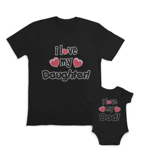 Dad Dad and Baby Matching Outfits Clothes I Love My Dad Heart - I Daughter Heart - Picture 1 of 6