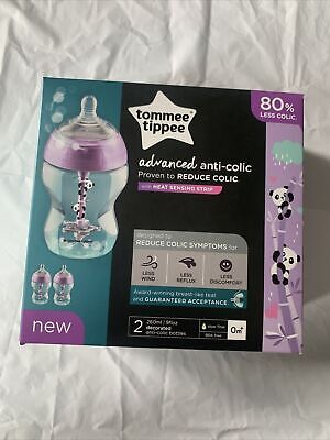 Tommee Tippee Advanced Anti Colic Pack Of 2 Bottles Heat Sensing Strip • 11£