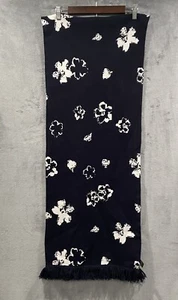 Ted Baker London Xeter Floral Print Wool Blend Knit Scarf In Deep Navy NWOT - Picture 1 of 8