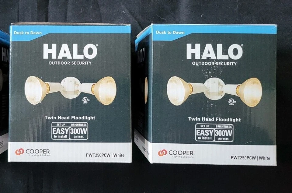 Cooper Lighting Halo Dusk to Dawn Security Plastic Twin Flood Light 2 Pack - Image 1 of 2