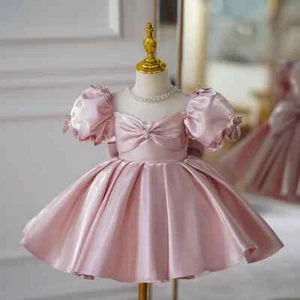 Kids Pink Luxury Party Dress Girls Princess Short Evening Gowns Formal Dresses - Picture 1 of 13