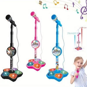 Kids Karaoke Musical Microphone Toy With Adjustable Stand & Colorful Light - Picture 1 of 16