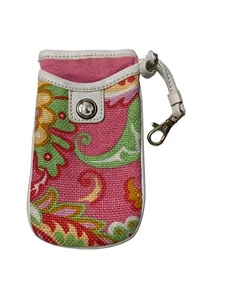 Spartina 449 womens Linen and Leather Cell Phone Case floral pink  - Picture 1 of 7