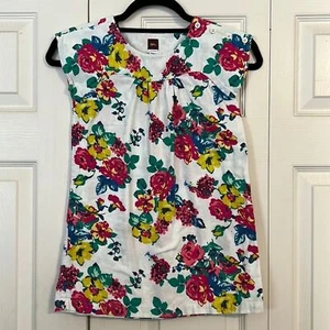 TEA COLLECTION Girl's Size 6 White Red Green Yellow Floral Dress Pullover Preppy - Picture 1 of 6