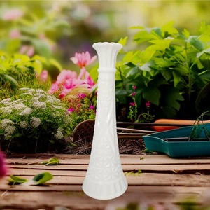 Vintage Anchor Hocking MILK GLASS 9" Stars and Bars Flower Bud Vase - Picture 1 of 2