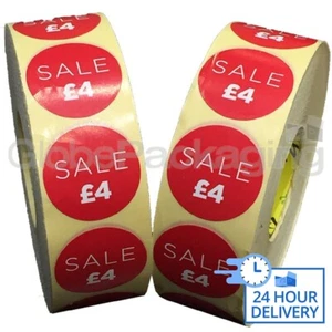 4000 x 'OFERTA £4' Venta al por menor autoadhesivo rojo precio tienda etiquetas adhesivas 35 mm - Imagen 1 de 5