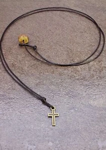 Cruz Cristiana Dije Colgante Cuerda Collar Regalo para Hombres Mujeres Oración - Imagen 1 de 2