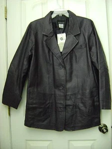 Women's Button Front, Lined Genuine Leather Blazer, Dark Plum Brown NWT! - Picture 1 of 10