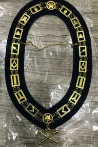COLLAR DE CADENA DE LOGIA AZUL MASÓNICO CON JOYA OFICIAL DE MARISCAL GRATIS - Imagen 1 de 2