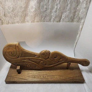Decorative Patu Maori War Club With Stand 24" - Hand Carved - Picture 1 of 11