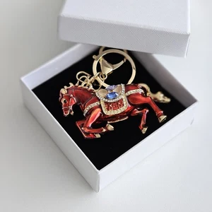 Red Horse Keychain 🐎 Enamel Crystal Bag Charm Year of Horse 2026 Gift - Picture 1 of 6