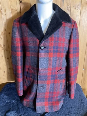 Vintage 70s Pendleton Wool Quilt Lined Poland Peacoat Trench Possible XL Fur - Image 1 of 4