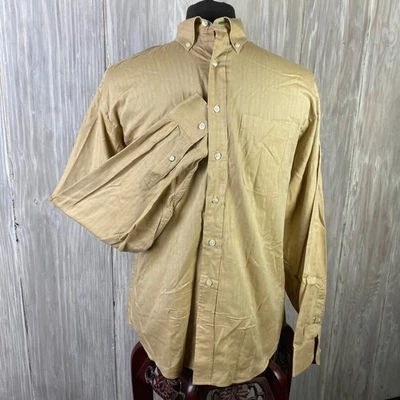 Винтажная мужская желтовато-коричневая рубашка Tommy Hilfiger в елочку на пуговицах 16 1/2 36 37 - Изображение 1 из 4