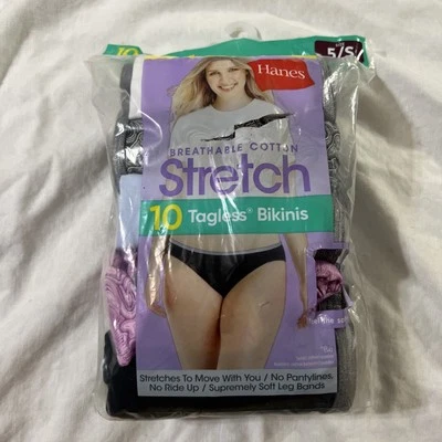 Hanes Womens Bikini 10-Pack Underwear Panties Breathable Cotton Stretch No Lines - Image 1 of 3