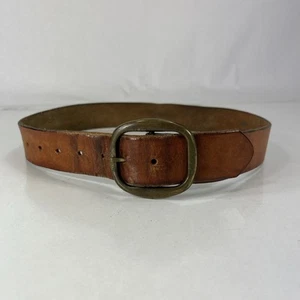 Painted & Embossed Brown Leather Belt - Size 24 - Picture 1 of 6