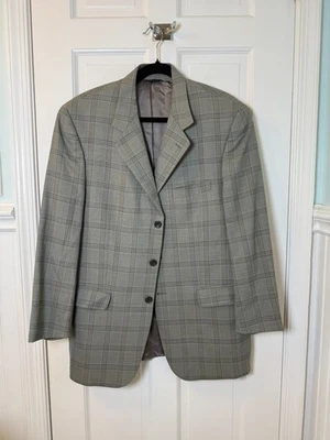 Chaqueta deportiva de lana a cuadros gris y azul Paul Frederick para hombre talla 42R Foto 1 de 4