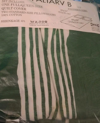 Funda Edredón IKEA Faltarv B Talla Reina + 2 Fundas Almohada Estándar 100% Algodón VERDE Foto 1 de 4