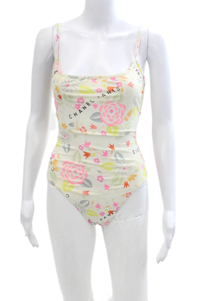 Traje de baño Chanel para mujer estampado floral de una pieza blanco multicolor talla EUR 3 Foto 1 de 4
