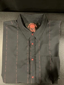 The Drive Clothing Mens 3X Pearl Snap SS Shirt Black w/Red FAFO Pinstripes 3XL - Picture 1 of 12
