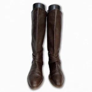 Joan & David Brown Leather Suede Interior Riding Boots Handmade Italy Sz 9.5 - Picture 1 of 11