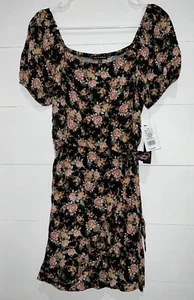As You Wish Faux-Wrap Dress, Juniors, Size Small, NWT , Puff Sleeves - Picture 1 of 7