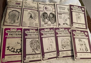 Lot Of 10 Vintage Iron On Transfer Patterns Indians Tweety Bird Cat Dog Flower - Picture 1 of 11