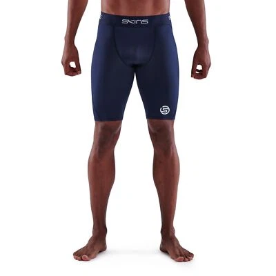 PAY LESS! || Skins Series-1 Mens Compression Half Tights (Navy) - Image 1 of 4